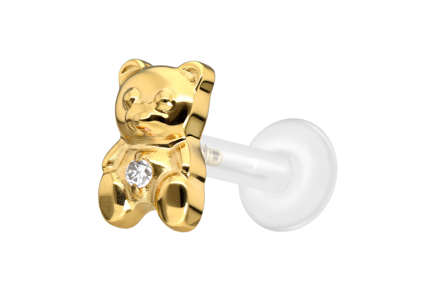 PTFE Labret Piercing mit Innengewinde + Titan-Aufsatz TEDDYBÄR